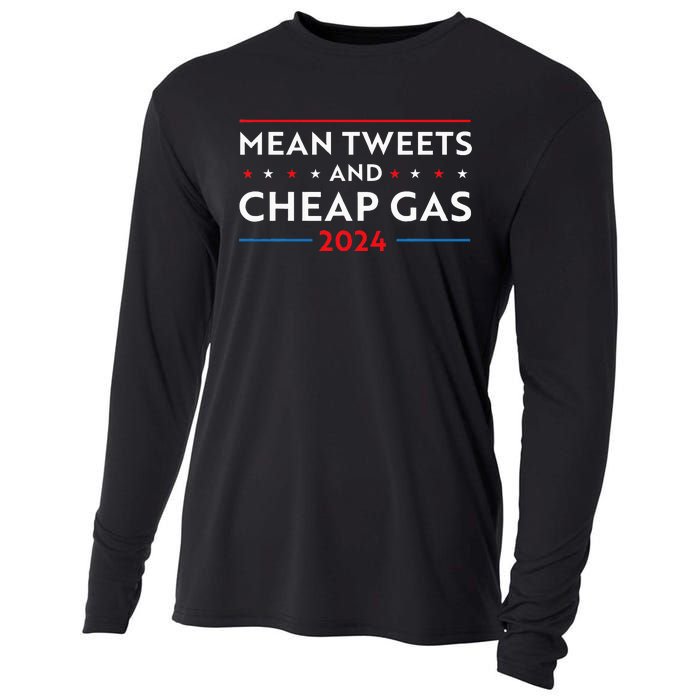 Mean Tweets And Cheap Gas Funny 2024 Pro Trump Women Cooling Performance Long Sleeve Crew