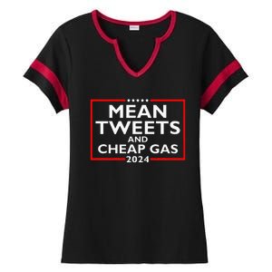 Mean Tweets And Cheap Gas Funny 2024 ProTrump Election Ladies Halftime Notch Neck Tee