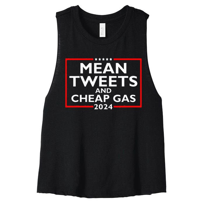 Mean Tweets And Cheap Gas Funny 2024 ProTrump Election Women's Racerback Cropped Tank