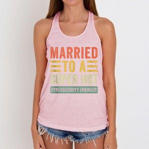 Married To A Super Hot Cybersecurity Engineer Husband Wife Women's Knotted Racerback Tank