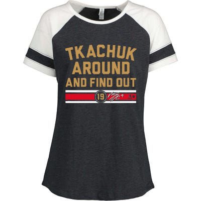 Tkachuk Around And Find Out Florida Hockey Enza Ladies Jersey Colorblock Tee