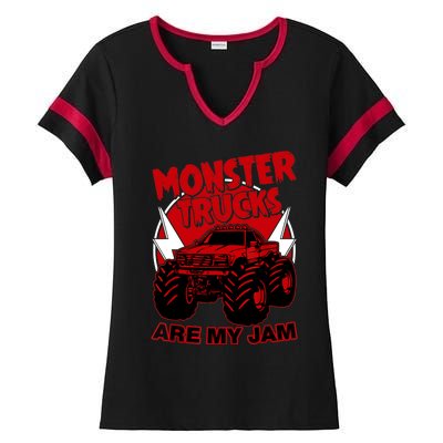 Monster Truck Are My Jam For Funny Monster Truck Lovers Ladies Halftime Notch Neck Tee