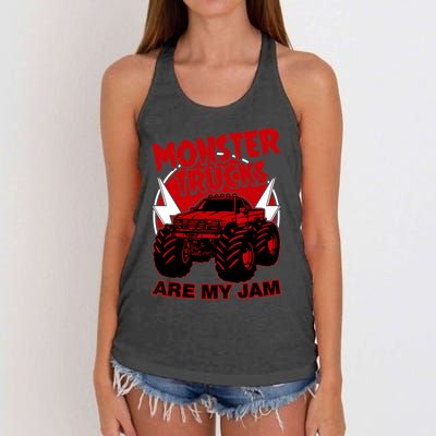 Monster Truck Are My Jam For Funny Monster Truck Lovers Women's Knotted Racerback Tank