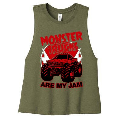 Monster Truck Are My Jam For Funny Monster Truck Lovers Women's Racerback Cropped Tank