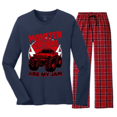 Monster Truck Are My Jam For Funny Monster Truck Lovers Women's Long Sleeve Flannel Pajama Set 