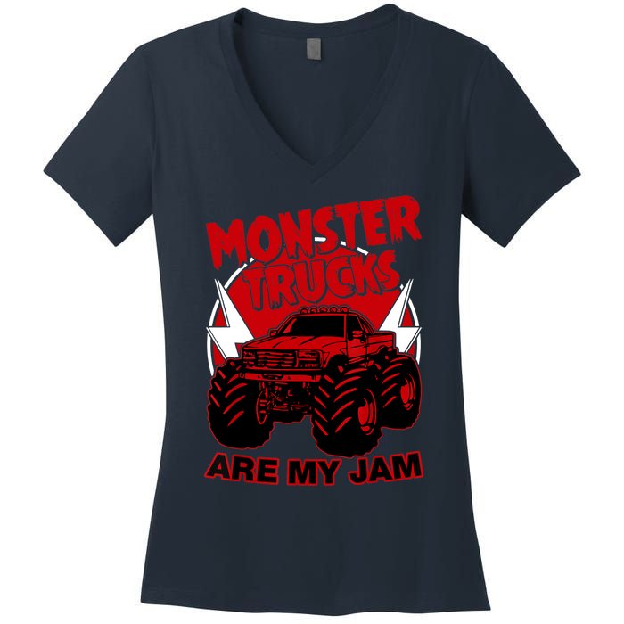 Monster Truck Are My Jam For Funny Monster Truck Lovers Women's V-Neck T-Shirt