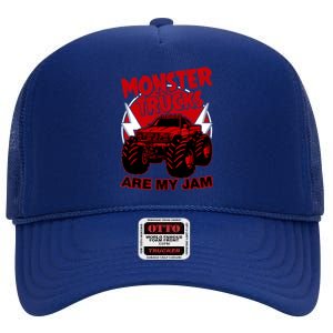 Monster Truck Are My Jam For Funny Monster Truck Lovers High Crown Mesh Back Trucker Hat