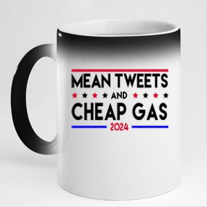 Mean Tweets And Cheap Gas 2024 Donald Trump 11oz Black Color Changing Mug