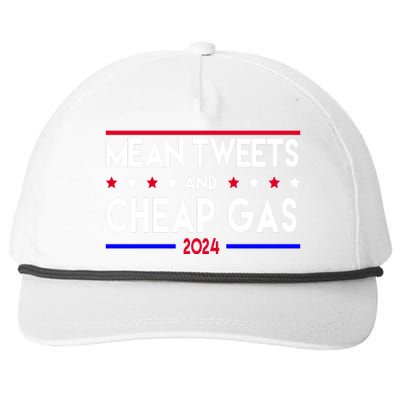 Mean Tweets And Cheap Gas 2024 Donald Trump Snapback Five-Panel Rope Hat