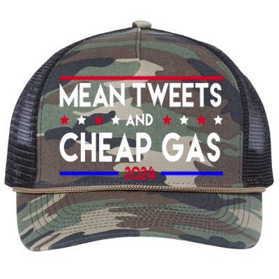 Mean Tweets And Cheap Gas 2024 Donald Trump Retro Rope Trucker Hat Cap