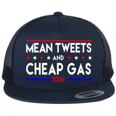 Mean Tweets And Cheap Gas 2024 Donald Trump Flat Bill Trucker Hat