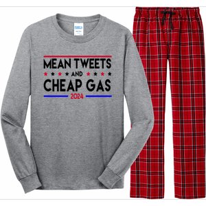 Mean Tweets And Cheap Gas 2024 Donald Trump Long Sleeve Pajama Set