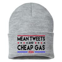 Mean Tweets And Cheap Gas 2024 Donald Trump Sustainable Knit Beanie