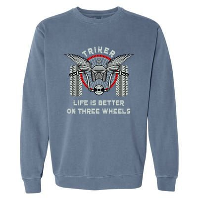 Motorcycle Trike Biker Motortrike Triker Motor Bike Garment-Dyed Sweatshirt