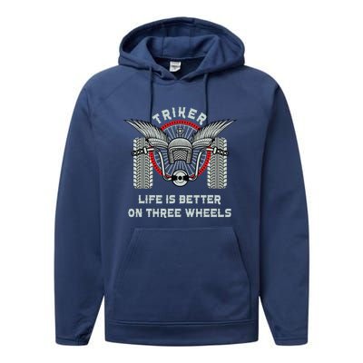 Motorcycle Trike Biker Motortrike Triker Motor Bike Performance Fleece Hoodie