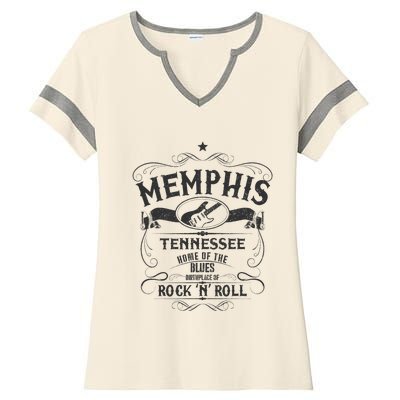 Memphis Tennessee Blues Country Music Guitar Vintage Gift Ladies Halftime Notch Neck Tee