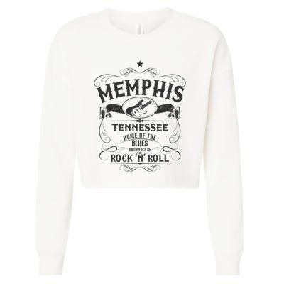 Memphis Tennessee Blues Country Music Guitar Vintage Gift Cropped Pullover Crew