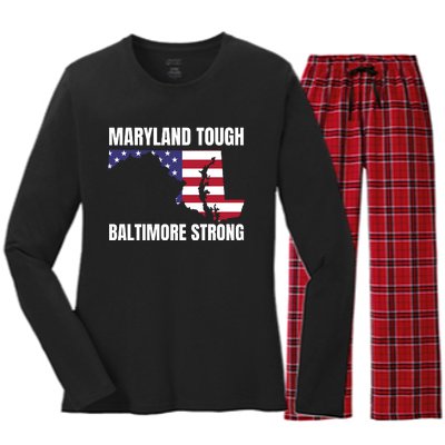 Maryland Tough Baltimore Strong Women's Long Sleeve Flannel Pajama Set 