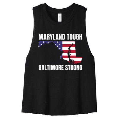 Maryland Tough Baltimore Strong Women's Racerback Cropped Tank