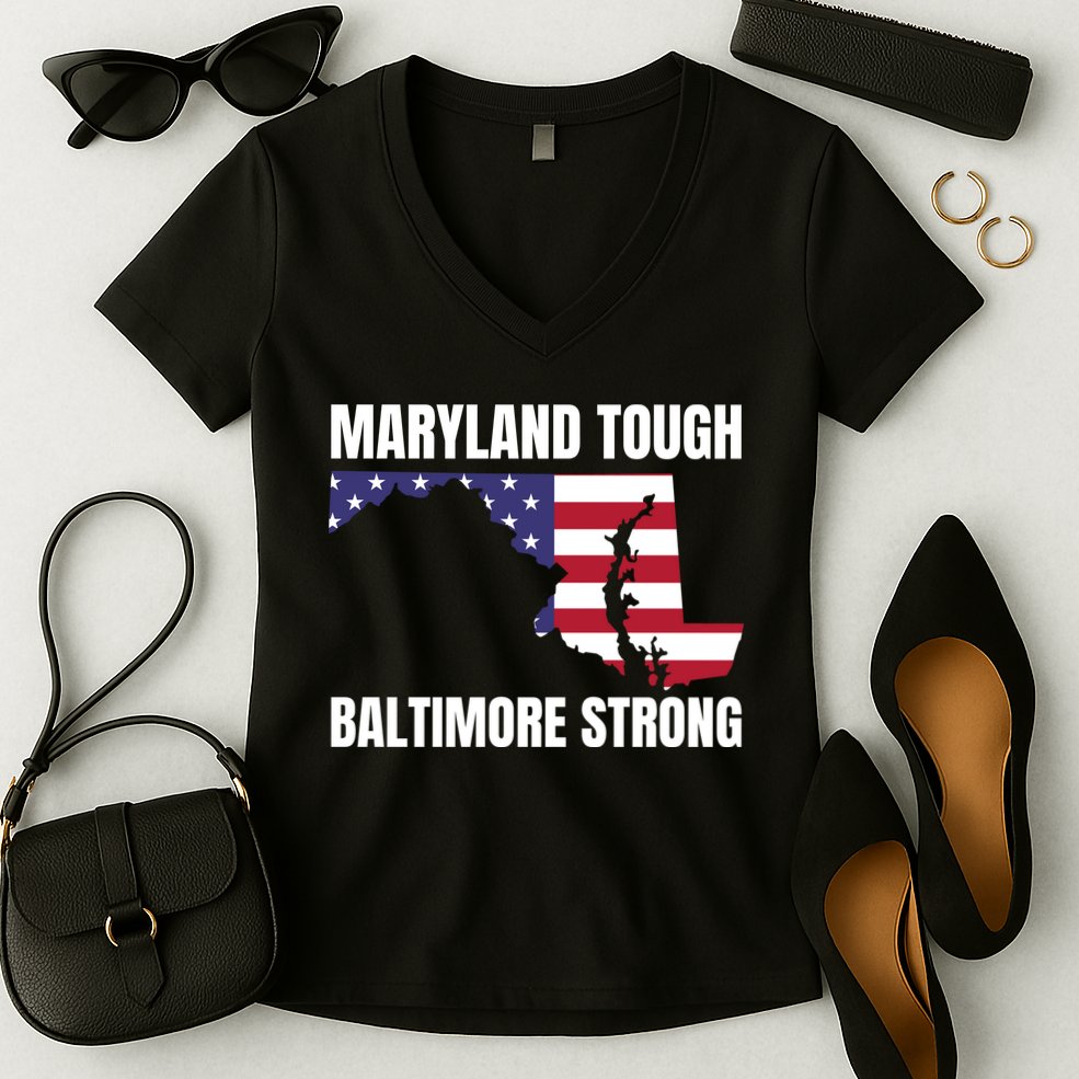 Maryland Tough Baltimore Strong Women's V-Neck T-Shirt