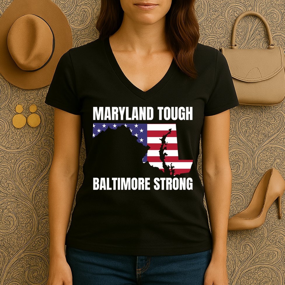 Maryland Tough Baltimore Strong Women's V-Neck T-Shirt