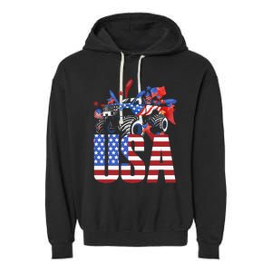 Monster Truck Boy USA American Flag July 4th Garment-Dyed Fleece Hoodie