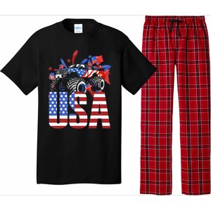 Monster Truck Boy USA American Flag July 4th Pajama Set