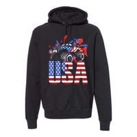 Monster Truck Boy USA American Flag July 4th Premium Hoodie