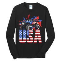 Monster Truck Boy USA American Flag July 4th Tall Long Sleeve T-Shirt