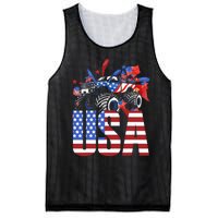 Monster Truck Boy USA American Flag July 4th Mesh Reversible Basketball Jersey Tank