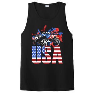 Monster Truck Boy USA American Flag July 4th PosiCharge Competitor Tank