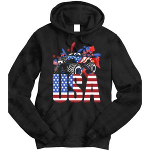 Monster Truck Boy USA American Flag July 4th Tie Dye Hoodie