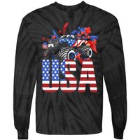 Monster Truck Boy USA American Flag July 4th Tie-Dye Long Sleeve Shirt