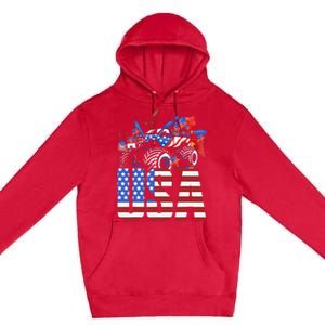 Monster Truck Boy USA American Flag July 4th Premium Pullover Hoodie