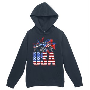 Monster Truck Boy USA American Flag July 4th Urban Pullover Hoodie