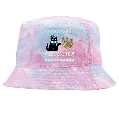 Meowzel Tov Black Cat Funny Hanukkah Chanukah  Tie-Dyed Bucket Hat