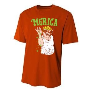 Merica Trump Bae Smoking Weed Cannabis Funny 420 Stoner Gift Performance Sprint T-Shirt