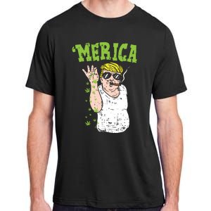 Merica Trump Bae Smoking Weed Cannabis Funny 420 Stoner Gift Adult ChromaSoft Performance T-Shirt