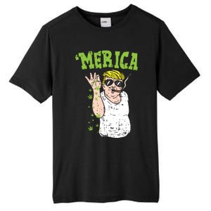 Merica Trump Bae Smoking Weed Cannabis Funny 420 Stoner Gift Tall Fusion ChromaSoft Performance T-Shirt