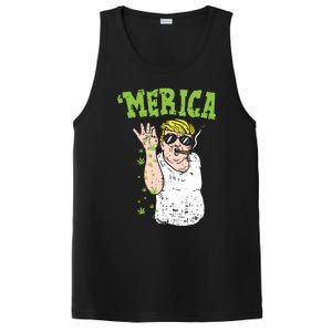 Merica Trump Bae Smoking Weed Cannabis Funny 420 Stoner Gift PosiCharge Competitor Tank