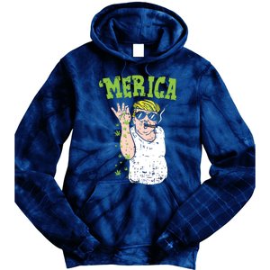 Merica Trump Bae Smoking Weed Cannabis Funny 420 Stoner Gift Tie Dye Hoodie