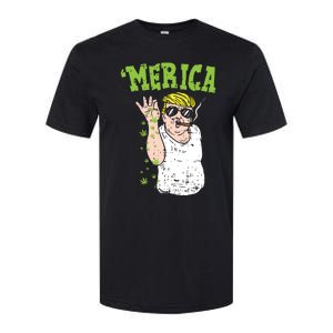 Merica Trump Bae Smoking Weed Cannabis Funny 420 Stoner Gift Softstyle CVC T-Shirt