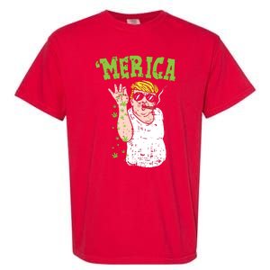 Merica Trump Bae Smoking Weed Cannabis Funny 420 Stoner Gift Garment-Dyed Heavyweight T-Shirt