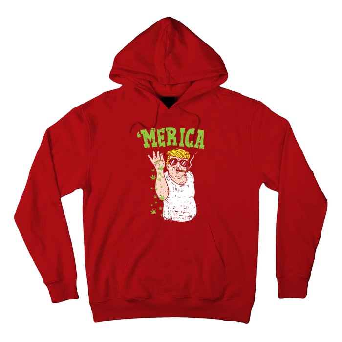 Merica Trump Bae Smoking Weed Cannabis Funny 420 Stoner Gift Hoodie