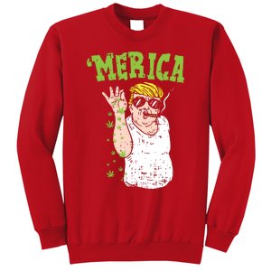 Merica Trump Bae Smoking Weed Cannabis Funny 420 Stoner Gift Sweatshirt