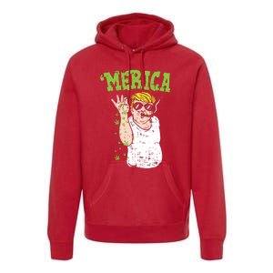 Merica Trump Bae Smoking Weed Cannabis Funny 420 Stoner Gift Premium Hoodie