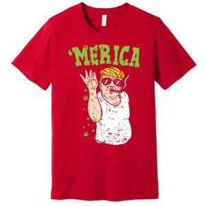 Merica Trump Bae Smoking Weed Cannabis Funny 420 Stoner Gift Premium T-Shirt