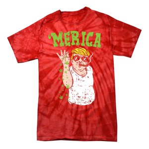 Merica Trump Bae Smoking Weed Cannabis Funny 420 Stoner Gift Tie-Dye T-Shirt