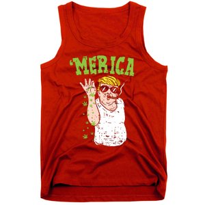 Merica Trump Bae Smoking Weed Cannabis Funny 420 Stoner Gift Tank Top