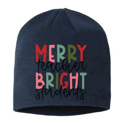 Merry Teacher Bright Students Christmas Teacher Sustainable Beanie